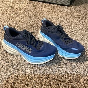 Hoka Navy and Blue Bondi 8 Running Shoes